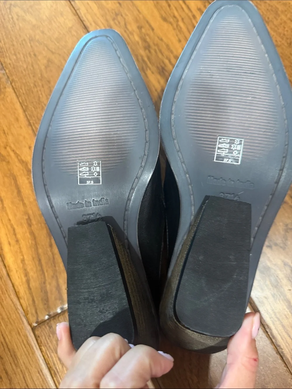 Free People Black Leather Strap Slip-On Loafers 37.5